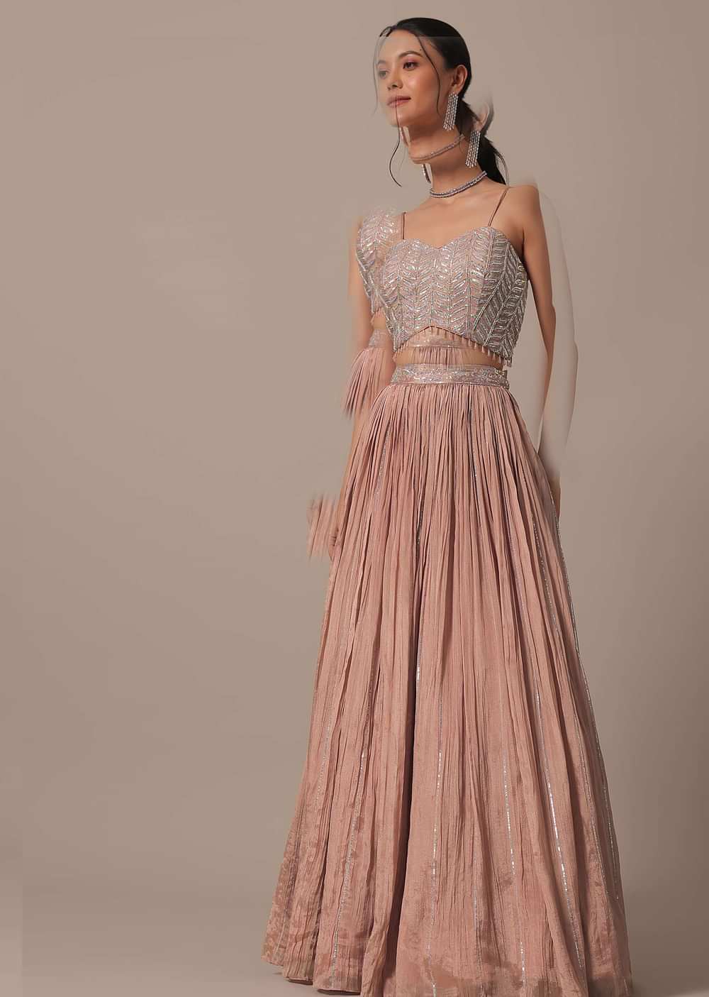 Onion Pink Indo Fusion Lehenga Set