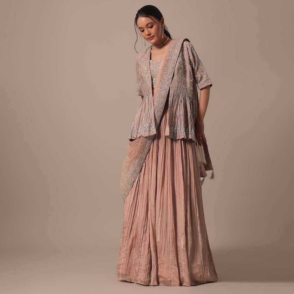 Onion Pink Indo Fusion Lehenga Set