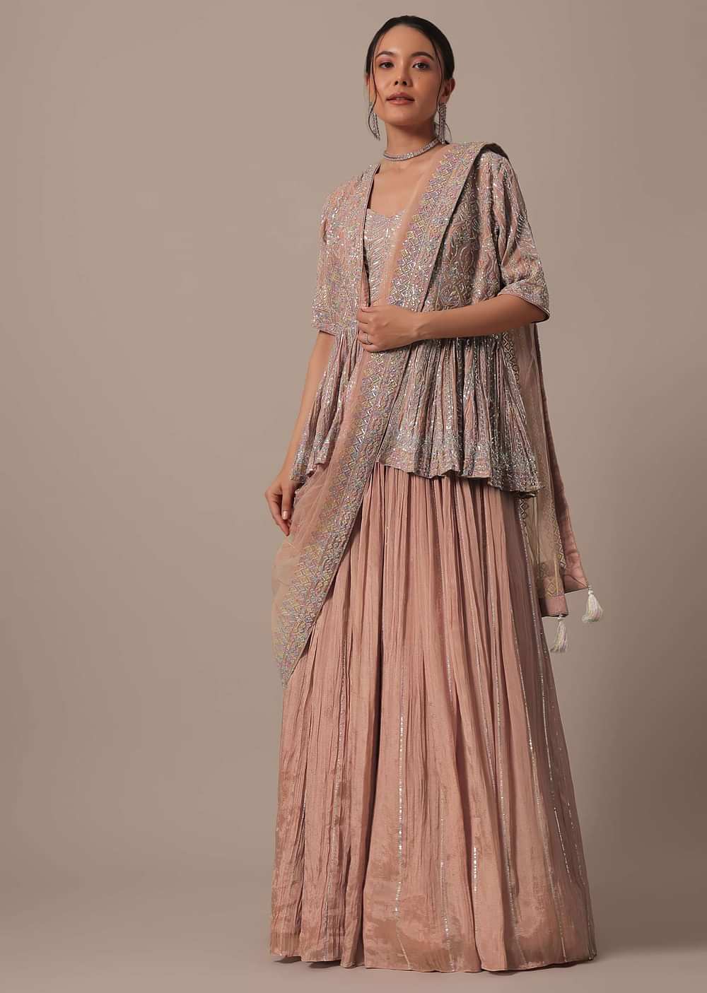 Onion Pink Indo Fusion Lehenga Set