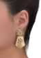 Floral Crystal And Stone Studded Gold Plated Earrings Online - Kalki Fashion