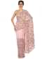 Floss pink saree in resham jaal and cut dana border only on Kalki
