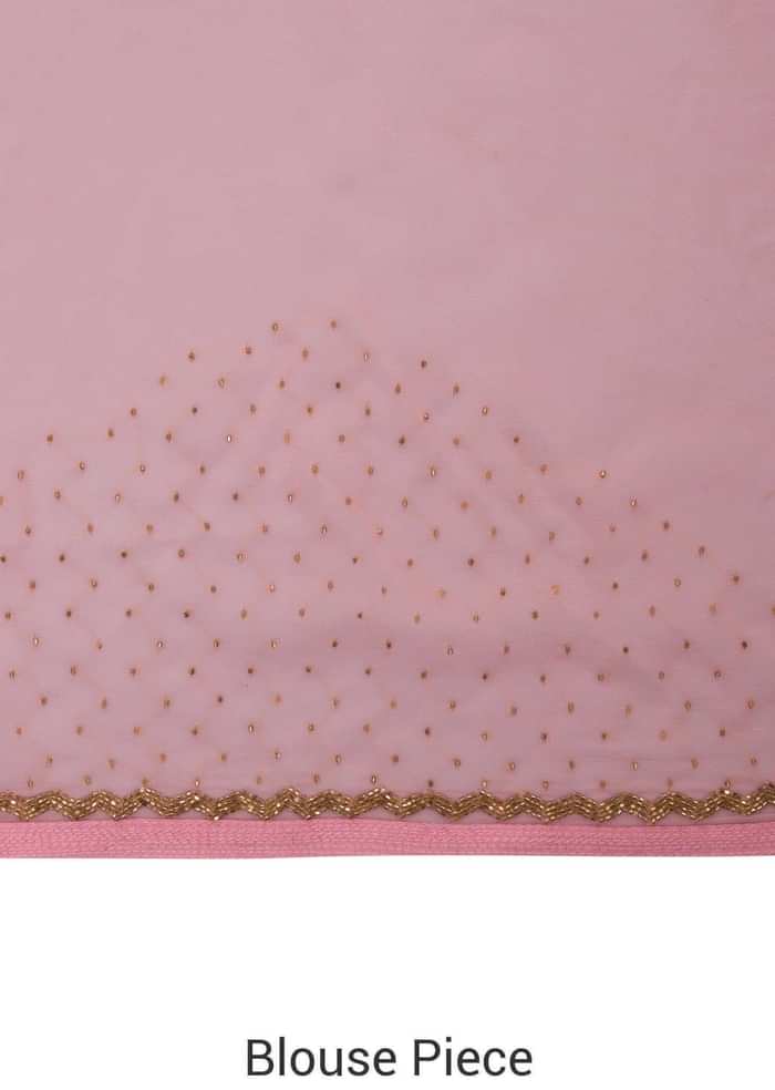 Floss pink saree in resham jaal and cut dana border only on Kalki