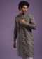 Fog Grey Printed Kurta Set In Art Silk
