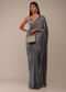 Folkstone Grey Saree With Stones Embellishment, Crafted In Chiffon With Scattered Stones