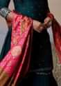 Forest Green Sharara Suit With Badla Work And Magenta Patola Printed Dupatta
