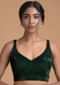 Forest Green Sleeveless Blouse With Sweetheart Neckline
