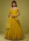 Mustard Yellow Georgette Anarkali Set With Brocade Dupatta