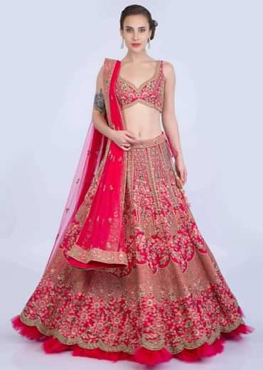 Malaika Arora In Kalki French Pink Raw Silk Heavy Embroidered Lehenga With Net Ruching