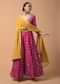 Fuchsia Pink Anarkali Suit In Silk With Woven Patola Design And Abla Embroidered Neckline