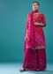 Fuschia Pink Embroidered Bandhani Palazzo Set In Georgette