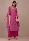 Hot Pink Printed Palazzo Suit With Stonework In Crepe