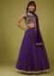 Violet Purple Bandhani Print Lehenga Set In Georgette With Mirror Work