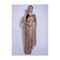 Ginger Beige Saree In Satin With Kundan In Leaves And Floral Motifs Online - Kalki Fashion
