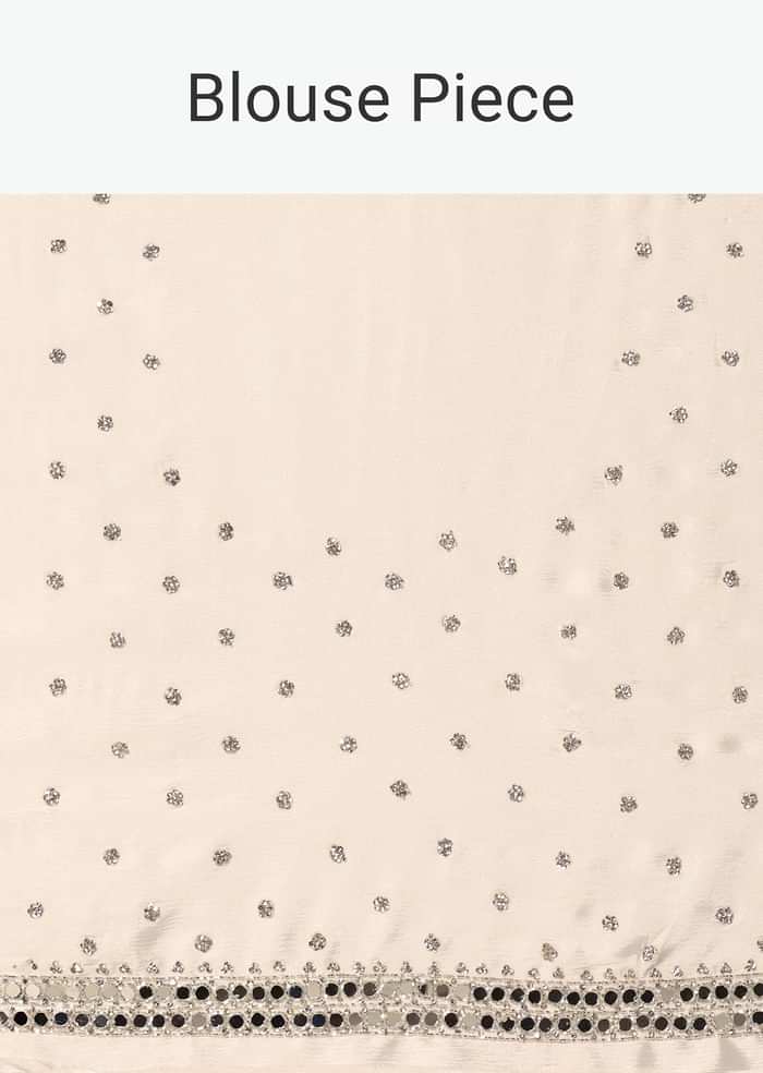 Glamorous White Chinnon Saree With Stone Embellishments