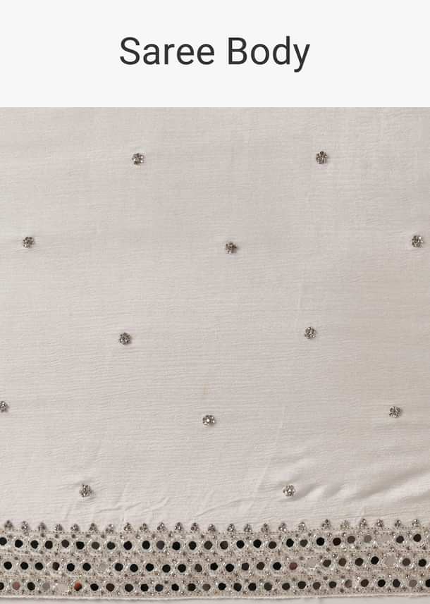 Glamorous White Chinnon Saree With Stone Embellishments