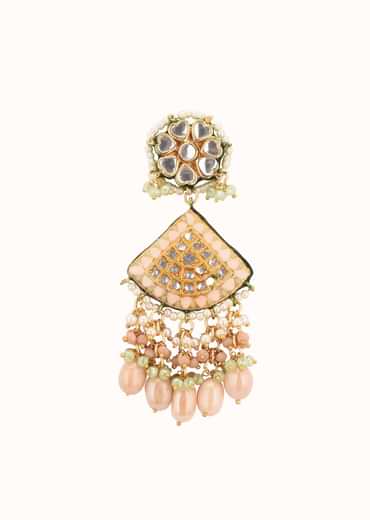 Gold-Finish Bridal Kundan Chokar Necklace Set With Beads And Multicolor Meenakari In Mix Metal