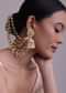 Gold-Finish Kundan Jhumka Earring With Layered Chain In Pearls And Beads