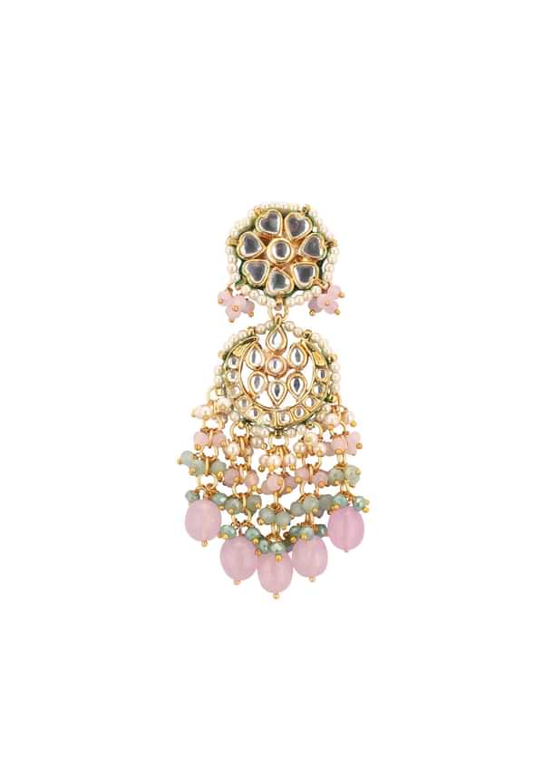 Gold-Finish Kundan Choker Necklace Set With Intricate Work In Mix Metal