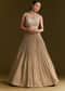 Gold French Tissue Lehenga With Sequins And Choker Dupatta