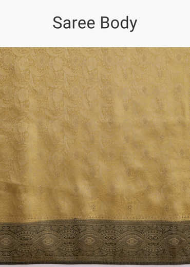 Gold Jacquard Silk Woven Saree With Floral And Jaal Motifs
