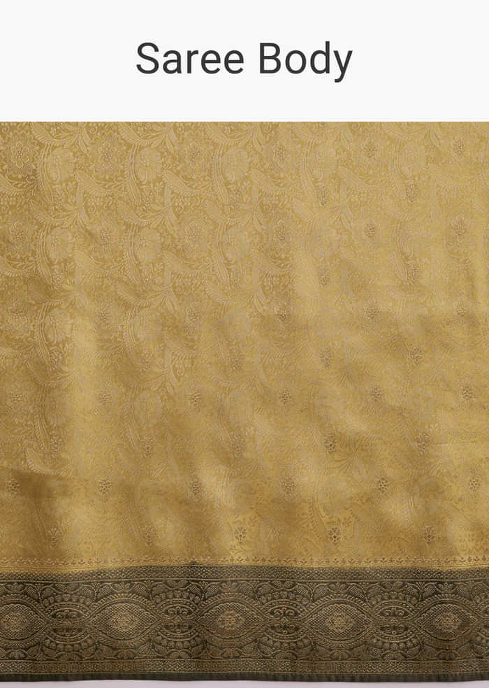 Gold Jacquard Silk Woven Saree With Floral And Jaal Motifs