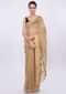 Gold linen saree with embroidered butti only on Kalki
