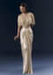Gold Net Crop Top And Drape Skirt Set With Cutdana And Beads Work