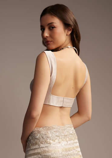 Gold Organza Saree with Cutdana and Sequins Embroidery Gold Organza Saree with Cutdana and Sequins Embroidery