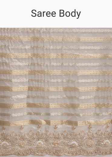 Gold Organza Saree with Cutdana and Sequins Embroidery Gold Organza Saree with Cutdana and Sequins Embroidery