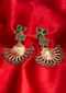 Gold plated  chandelier earring with emerald green bead only on kalki