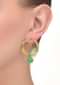 Gold Plated And Green Earrings With Fancy Round Pattern With A Dangling Green Bead Online - Kalki Fashion