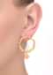 Gold Plated And Peach Earrings With Fancy Round Pattern With A Dangling Peach Bead Online - Kalki Fashion