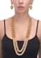 Gold Plated Beads And Pearls Half And Half Long Layered Necklace With Matching Jhumkas Online - Kalki Fashion