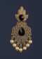 Gold Plated Carved Earrings In Leaf Shape With Drop Shaped Black Crystal And Pearls Online - Kalki Fashion