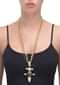 Gold Plated Chain And Pearl Necklace With Moon Stone And Carved Green Stone Pendant Online - Kalki Fashion