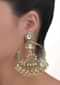 Gold plated chandelier earrings with kundan, stones and pearls only on Kalki
