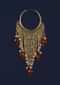 Gold Plated Hoops With Chain Fringes Embellished With Pearls And Red Beads Online - Kalki Fashion Online - Kalki Fashion