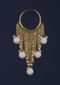 Gold Plated Hoops With Chain Fringes Embellished With Pearls And White Beads Online - Kalki Fashion Online - Kalki Fashion