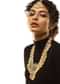 Gold Plated Kundan Necklace And Mangtika Set With Green Carved Stone Pendant And Edged With Yellow And White Pearls