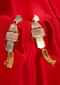 Gold plated party wear long tasseled earring with blush peach stone only on kalki