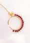 Gold plated round nose ring in white and maroon beads only on Kalki