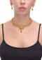 Gold Plated Temple Choker Necklace With Ganpati Motifs And Matching Dangling Earrings Online - Kalki Fashion