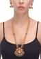 Gold Plated Temple Jewellery Set With Green Magenta Kundan And Matching Jhumkas Online - Kalki Fashion