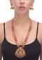 Gold Plated Temple Jewellery Set With Magenta Kundan And Matching Jhumkas Online - Kalki Fashion