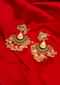Gold plated traditional earring with black semi precious stone