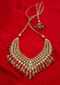 Gold plated traditional kundan necklace with magenta and off white beads only on Kalki