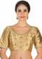 Gold raw silk blouse with moti embroider butti only on Kalki