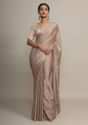 Gold Saree In Chinon Chiffon With Badla Embroidered Buttis And Chevron Border Online - Kalki Fashion