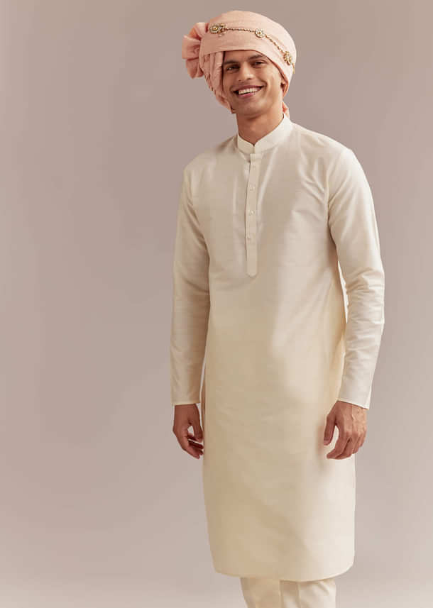 Gold Silk Sherwani For Groom With Heavy Hand Embroidery