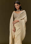 Gold Tissue Saree With Embroidered Brocade Blouse